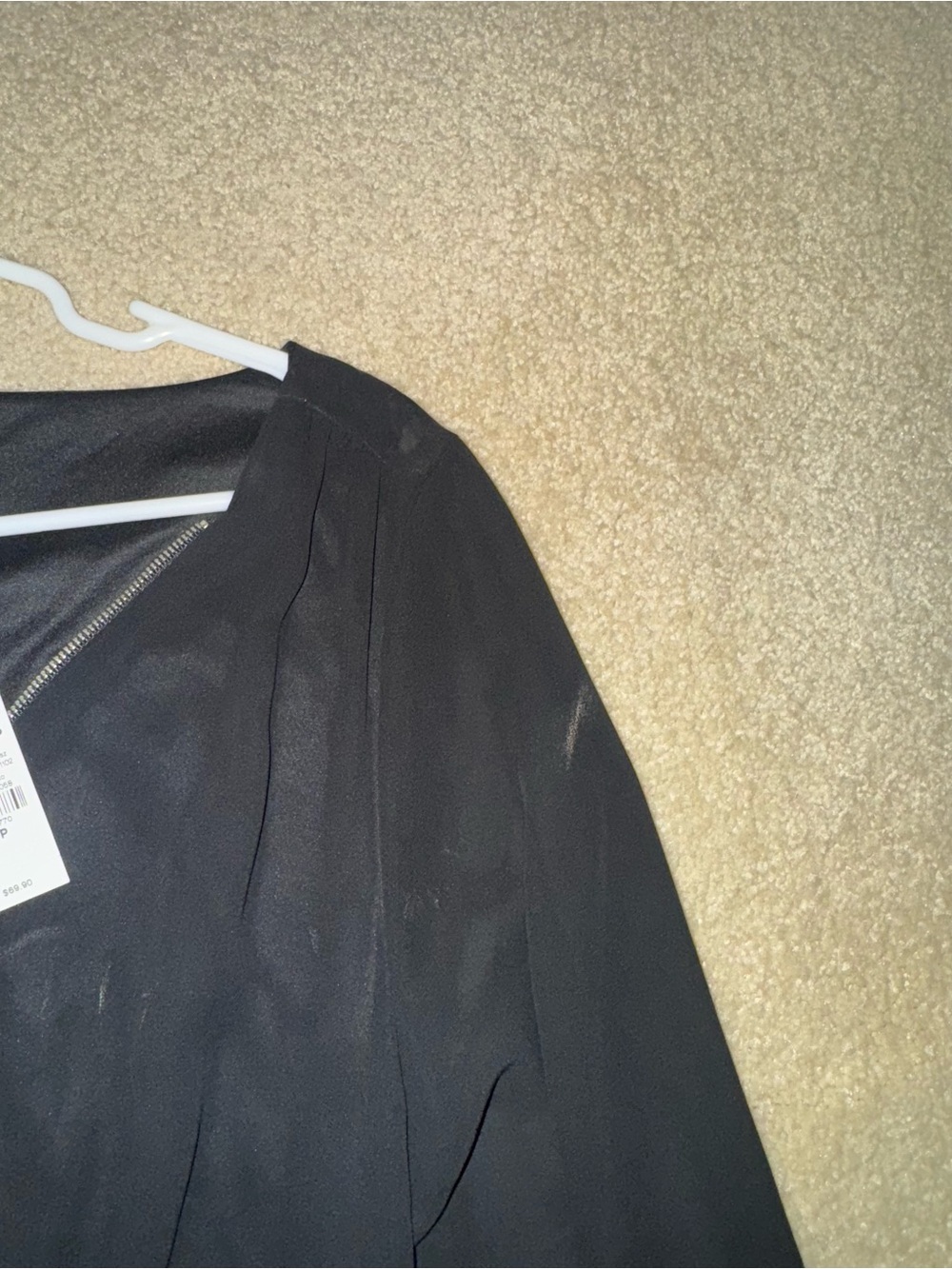 Express Black Sheer Long-Sleeve Zip Romper - Picture 3 of 5